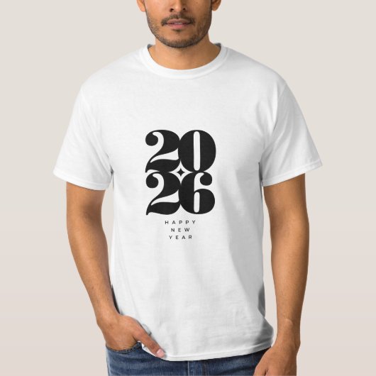 Happy New Year 2026 Typography Logo Design T-Shirt (Devant)