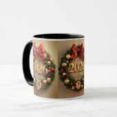 happy new year 2026 warm wreath mug mok (Voorkant links)