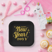 Happy New Year 20YY Custom Square Papieren Bordje (Feest)