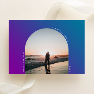 HAPPY New Year Arch Oval Bold Ombre Gradiënt Feestdagenkaart