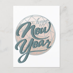 Happy New Year bal en script Briefkaart