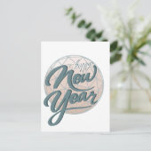 Happy New Year bal en script Briefkaart (Staand voorkant)