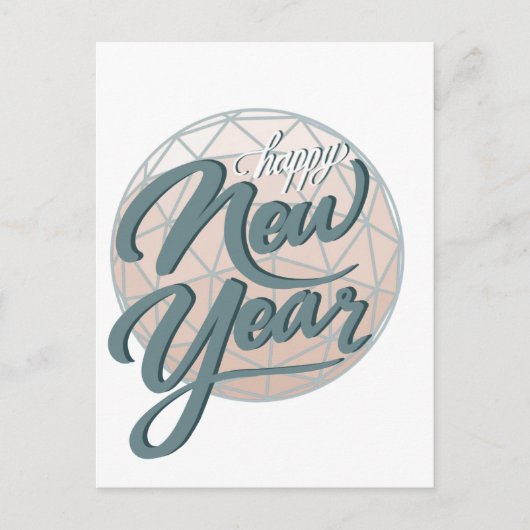 Happy New Year bal en script Briefkaart (Voorkant)