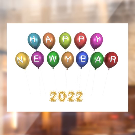 Happy New Year-ballonnen Raamsticker (Vel 2)