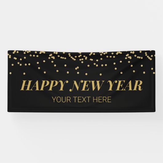 Happy New Year banner gold and black (Horizontaal)