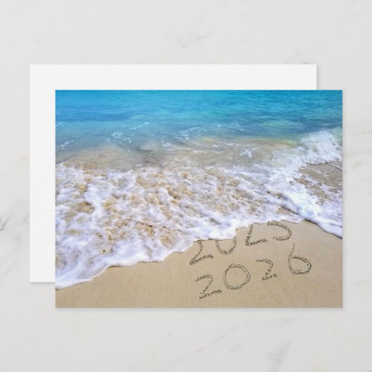 Happy New Year Beach Briefkaart (Voorkant / Achterkant)