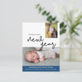 Happy New Year Birth aankondiging Briefkaart (Staand voorkant)