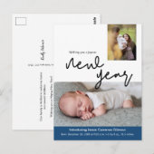 Happy New Year Birth aankondiging Briefkaart (Voorkant / Achterkant)