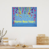 Happy New Year & Birthday Confetti Banner Poster (Keuken)