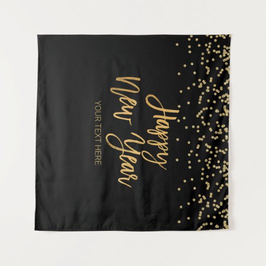 Happy New Year black and gold Backdrop banner Wandkleed (Voorkant (horizontaal))