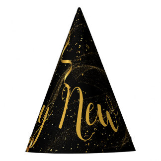 Happy New Year Black Gold (12) Pet van 12-partijen Feesthoedjes