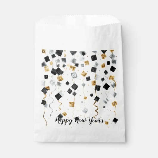 Happy New Year Black Gold Confetti Bedankzakje (Voorkant)