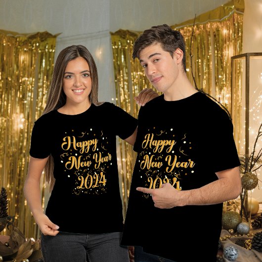 Happy New Year Black T-Shirt