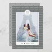 Happy New Year Bonne Année Script Holiday Kaart (Voorkant / Achterkant)