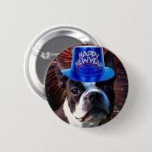 Happy New Year Boston shier-knop Ronde Button 5,7 Cm (Voorkant /achterkant)
