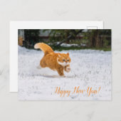 Happy New Year Briefkaart van Cute Ginger Cat (Voorkant / Achterkant)