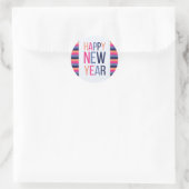 Happy New Year Bright Stripe Ronde Sticker (Tas)