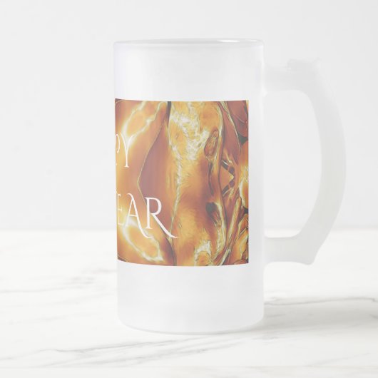 Happy New Year Brown Gold Copper Elegant Star Matglas Bierpul (Rechts)