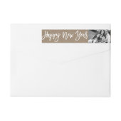 Happy New Year Brush Script Photo Holiday Address (Achterkant)