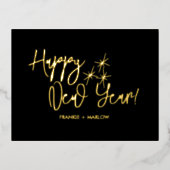 Happy New Year Business Logo Black Gold Folie Feestdagen Briefkaart (Voorkant)