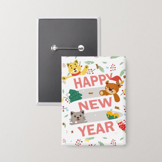 Happy new year button (Voorkant / Achterkant)