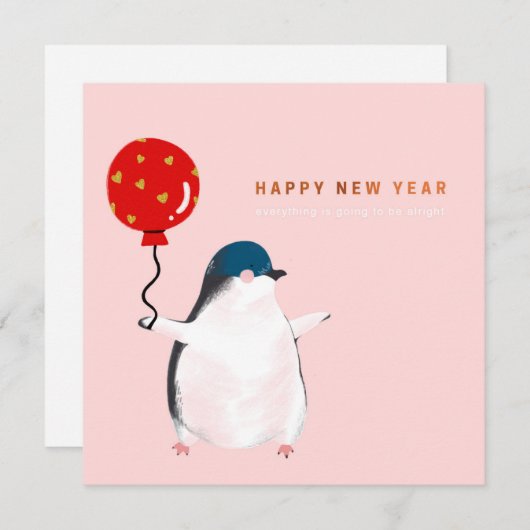 Happy new year card - De kleine pinguïn Feestdagenkaart (Voorkant / Achterkant)