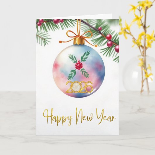 Happy New Year Card Kaart (Gele Bloem)