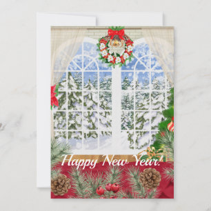 Happy New Year Card-venster Bedankkaart