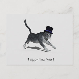 Happy New Year Cat Briefkaart