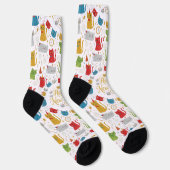 Happy New Year Cats Pattern Crew Socks Sokken (Rechts)