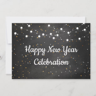 Happy New Year Celebration met String Lights Kaart