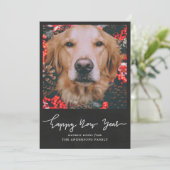 Happy New Year Chalkboard Script | Foto Feestdagenkaart (Staand voorkant)