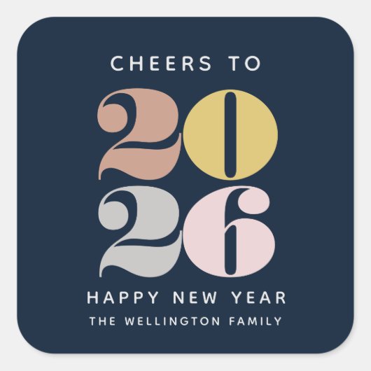 Happy New Year Cheer Blue Sticker (Voorkant)