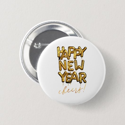 Happy New Year Cheers Ronde Button 5,7 Cm (Voorkant /achterkant)