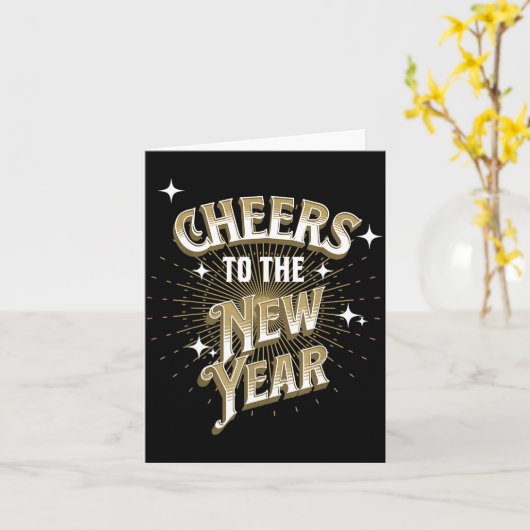 Happy New Year - Cheers To The New Year Kaart (Gele Bloem)