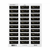 Happy New Year Chic Black en Gold Script Etiket (Full Sheet)