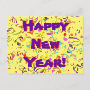 Happy New Year Colorful Confetti All Occasion Briefkaart