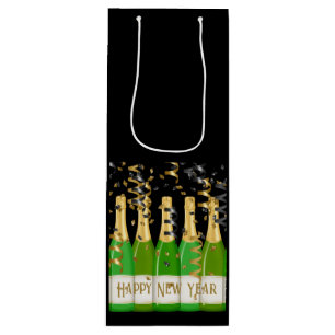 Happy New Year Confetti Bottles Celebration Fun Wijn Cadeautas