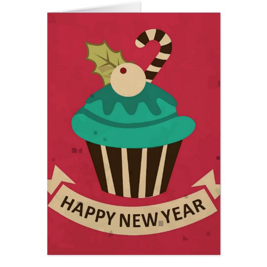 Happy New Year Cupcake Wenskaart (Voorkant)