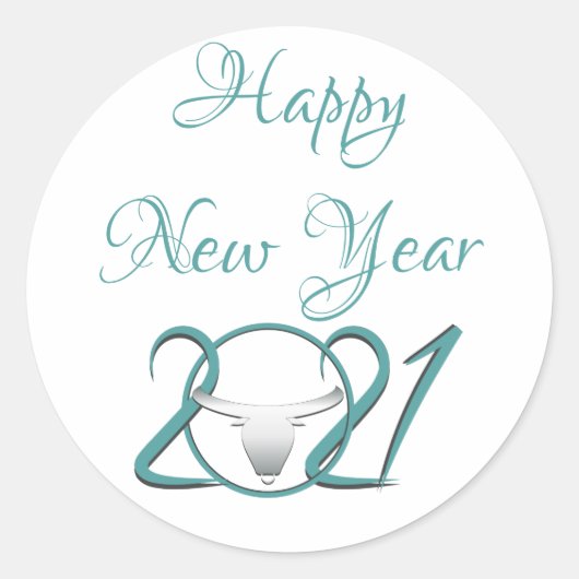 Happy New Year Custom Red Sticker (Voorkant)