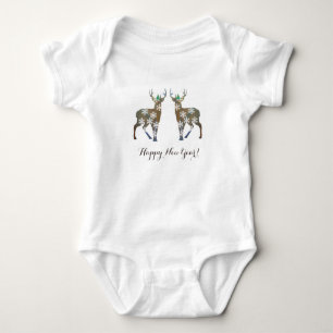 Happy New Year Deer Baby Bodysuit
