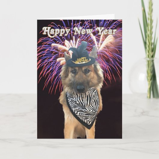  Happy New Year Dog Kaart (Voorkant)