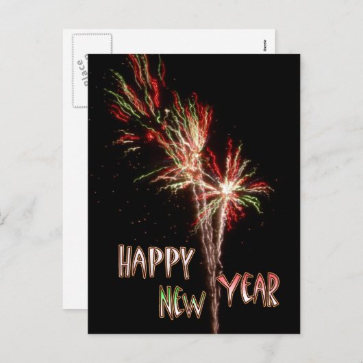 Happy New Year Firework Flares Briefkaart (Voorkant / Achterkant)