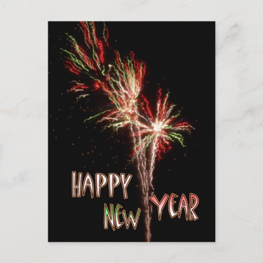 Happy New Year Firework Flares Briefkaart (Voorkant)