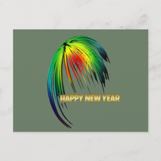 Happy New Year Fireworks Briefkaart (Voorkant)