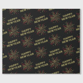 Happy New Year Fireworks Cadeaupapier (Vlak)