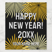 Happy New Year fireworks display custom Wijn Etiket (Enkel label)