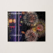 Happy New Year Fireworks via Bridge in City Legpuzzel (Horizontaal)