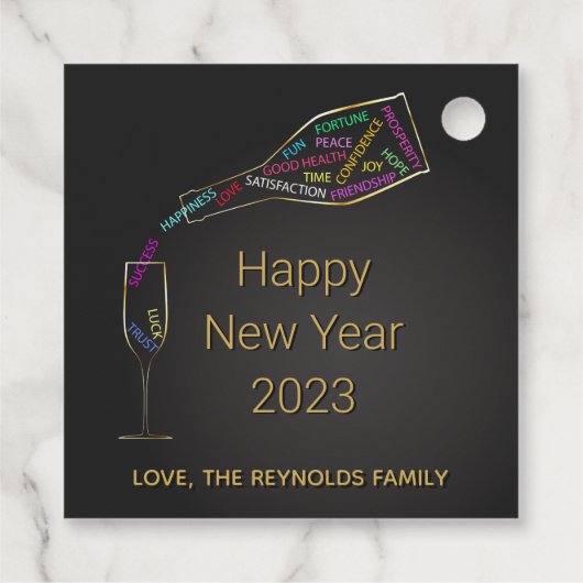 Happy New Year FlesGlass Colour Motivation Gift Bedankjes Labels (Achterkant)