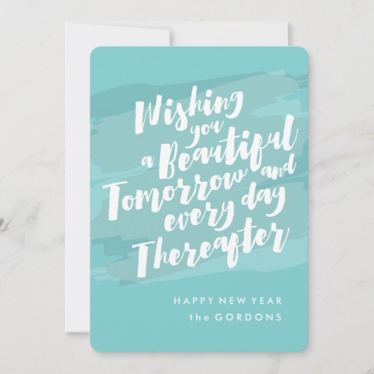 Happy New Year Fotokaart, penseelstreken Feestdagenkaart (Voorkant)